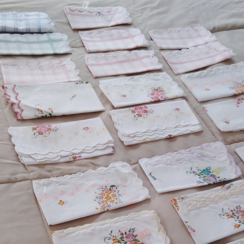 Vintage Floral and Plaid Handkerchief Set - Never Been Used - 21